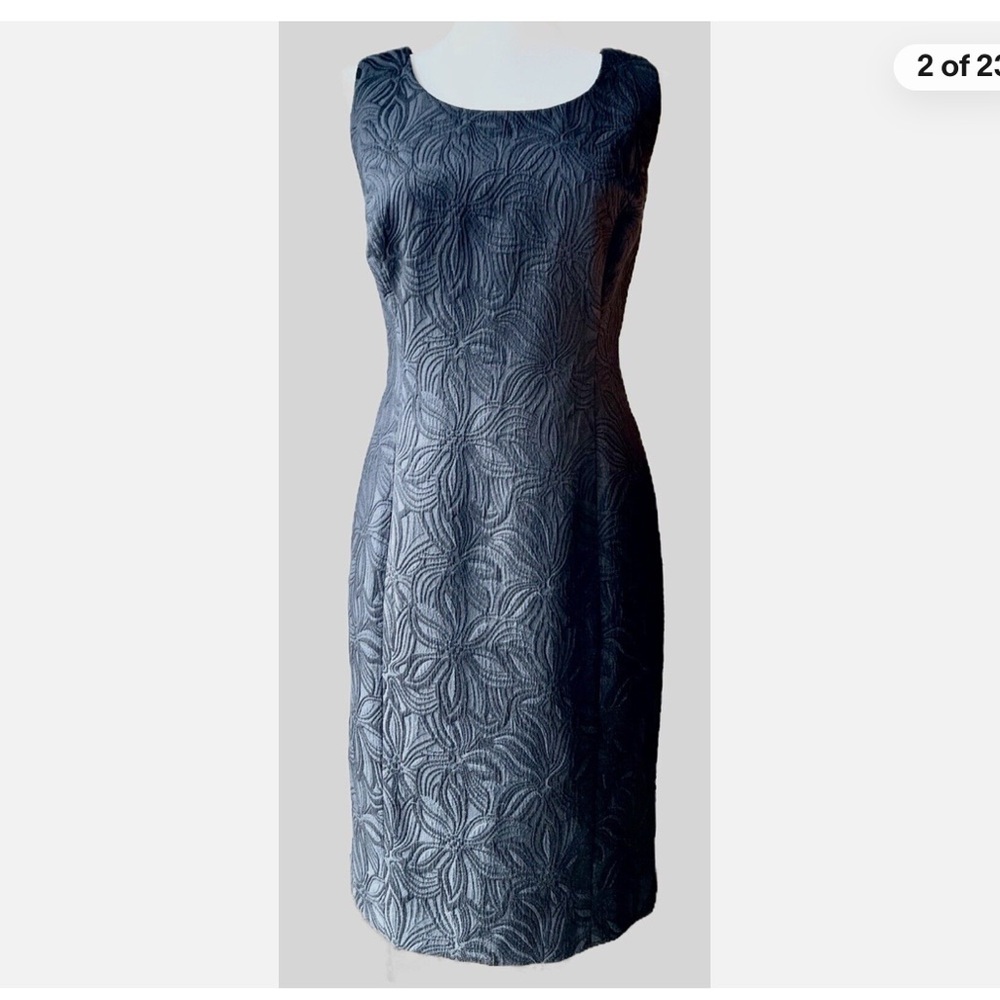 Talbots Black Brocade Sleeveless Shift Dress size 4